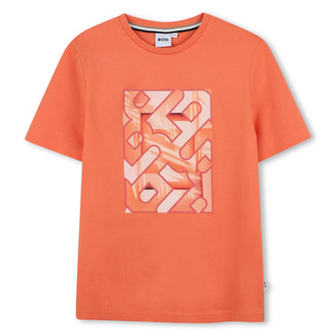 BOSS Playera para niño y adolescente, naranja big print